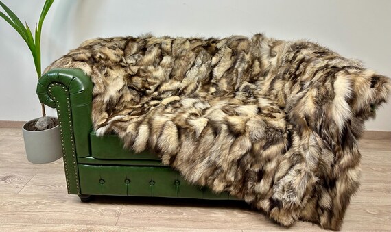 Crystal fur blanket, Real fur fox blanket throw, elegant fur bedspread