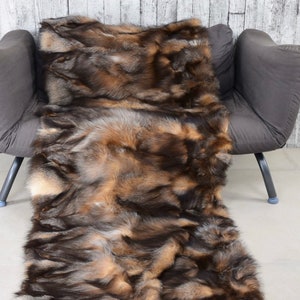 Luxury crystal fox fur blanket throw, cozy and fluffy genuine fur blanket, fur fox throw