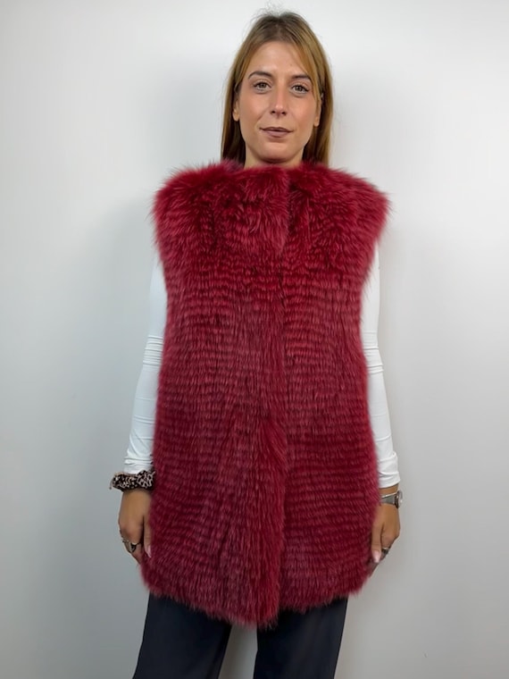Luxury Red Fur Vest, Genuine Fur Fox Vest, Real Fox Fur Vest, Elegant Fur Vest