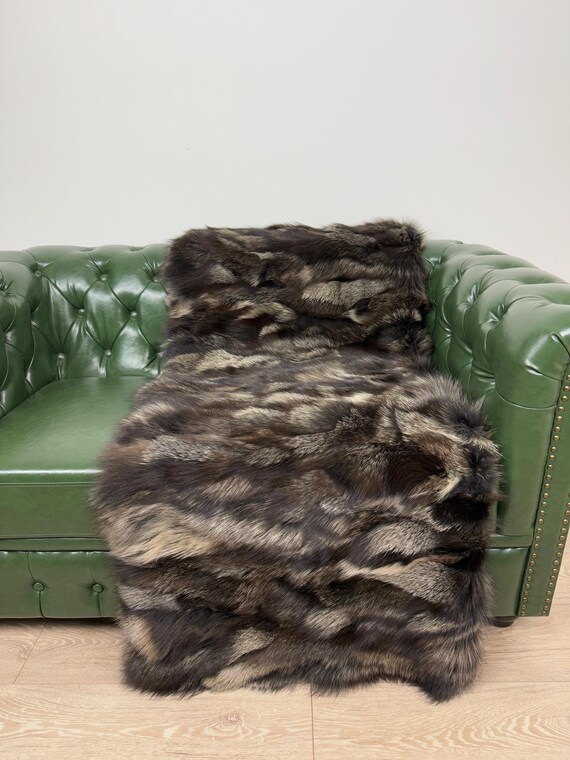 Fluffy fur blanket throw, Real fur blanket, fox fur throw, cozy fur throw, fur bedspread