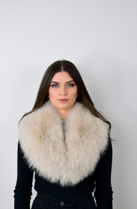 Real Fur Fox Collar: Handmade Stole with Satin Lining