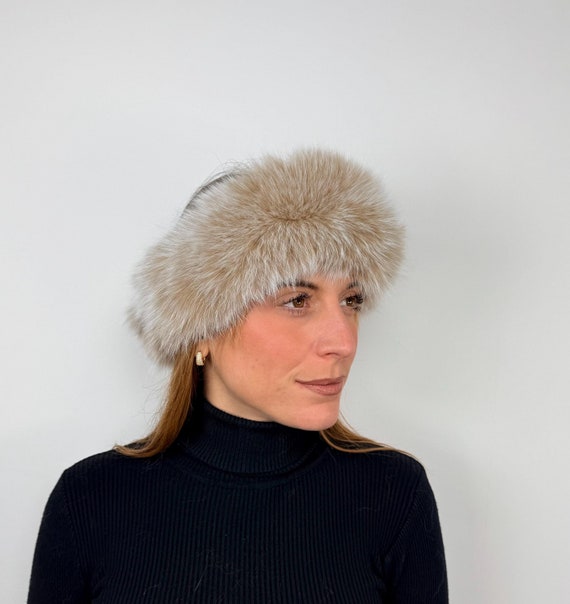 Fur Headband, snow top fox Fur headband, warm and fluffy fur headband