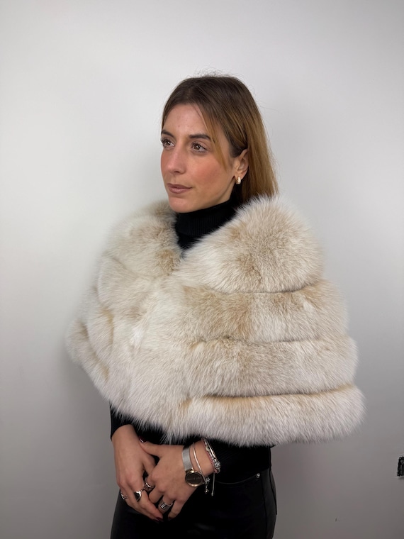 Real Fox Fur Shawl, Fur Wrap, Snow Top Fur Stole, White Fur Shawl, Luxury Fur Wrap, Bridal Fur, Fur Capelet
