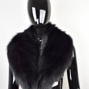Black Fox Fur Collar: Handmade Detachable Fur Stole