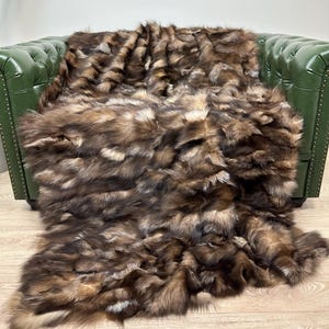 Luxury Crystal Fox Fur Blanket: Handmade Fur Bedspread