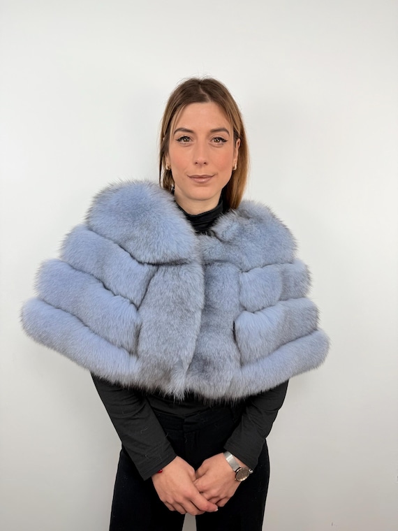 Light Blue Fox Fur Stole: Handmade Luxury Shawl - Etsy
