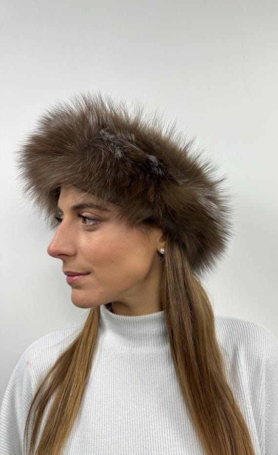 Fox fur Headband, crystal Real fox Fur headband, fox fur accessory, warm and fluffy fur headband