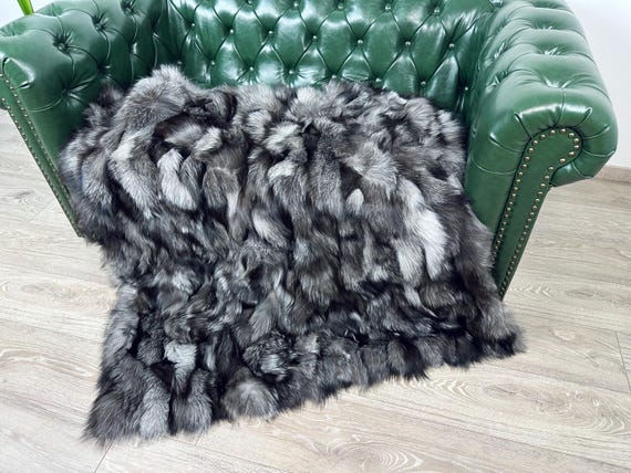 Luxury frost fur blanket, Real fur frost fox blanket throw, luxurious bedspread