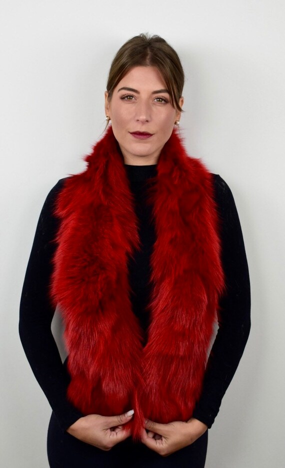 Red Fur fox scarf, fur scarf, fur accessories, fur collar, cozy and fluffy collar