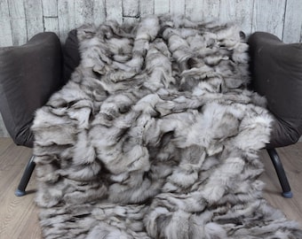 Luxury Fox Fur Blanket: Handmade Genuine Fur Bedspread