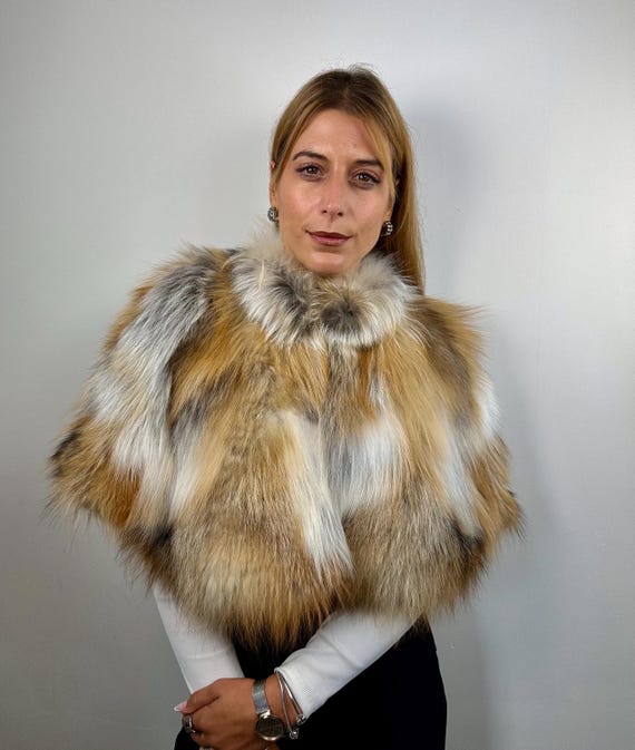 Real Gold Fur Shawl , Elegant Fur Stole, Fox Fur Etole Bolero, Fur Capelet
