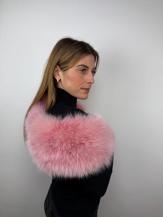 Pink Fur Fox Collar, Real Fur Stole, Real Fur Collar, Pink fox collar