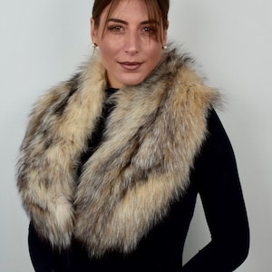 Real Crystal Fox Fur Collar - Handmade Stole