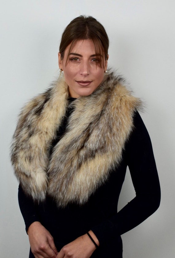 Crystal Fur fox collar, real fur stole, crystal fox collar