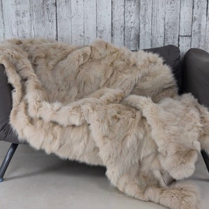 Handmade Fox Fur Blanket: Luxury Home Decor Throw