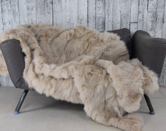 Handmade Fox Fur Blanket: Luxury Home Decor Throw