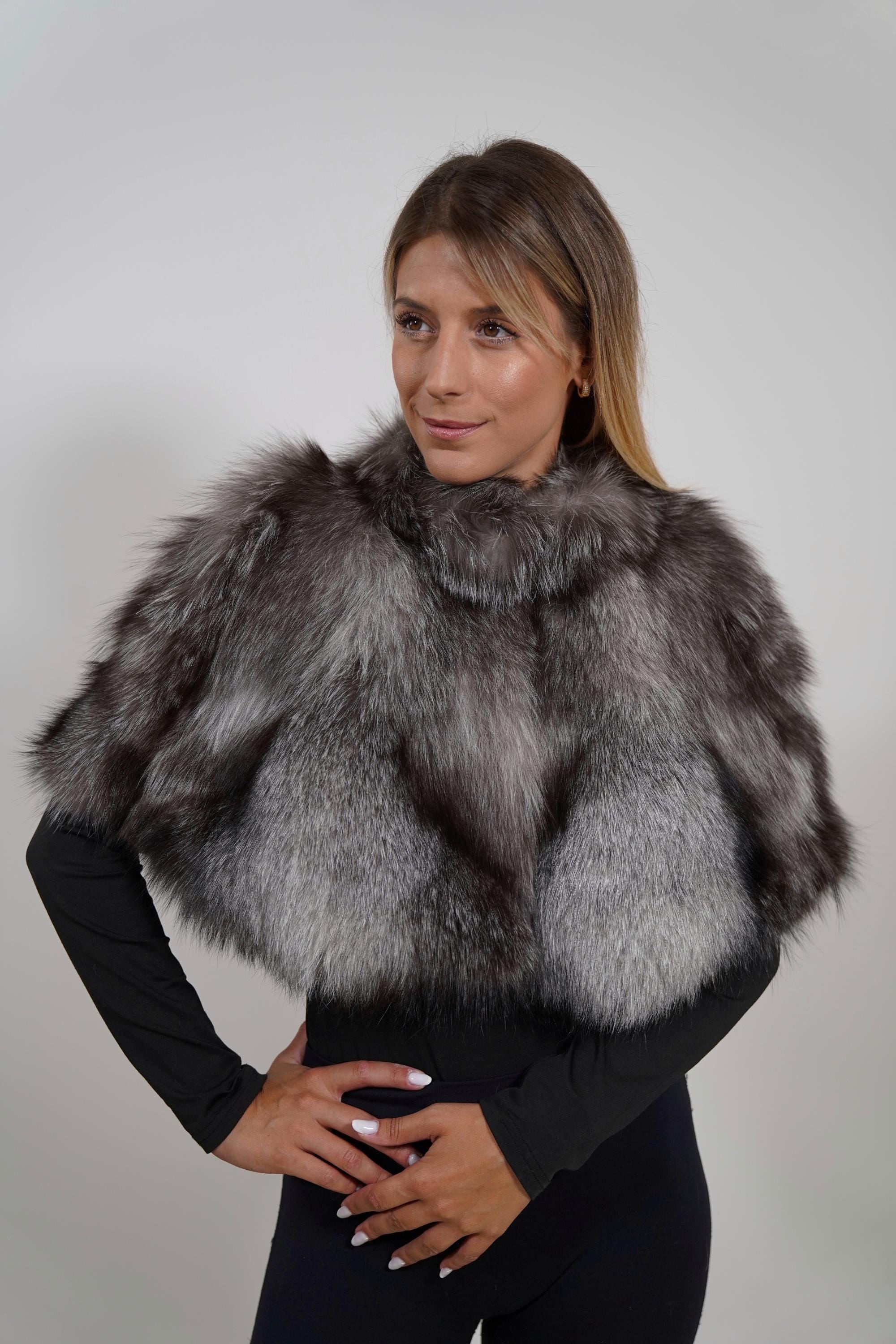 高級ファーストール：本物のフロストフォックスファーショール