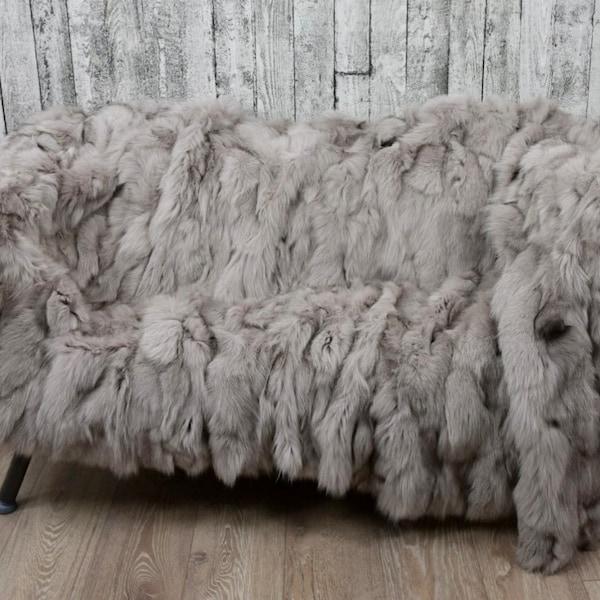 Luxury fox fur blanket throw