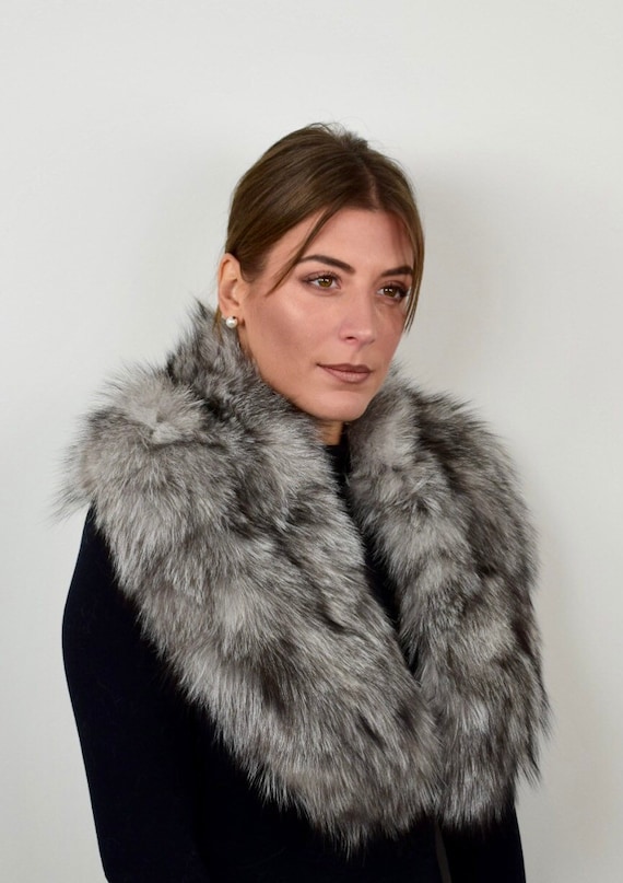 Real Fur frost fox collar, fur stole, fox collar, frost fox, fluffy collar
