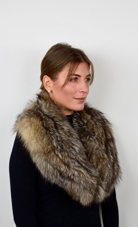 Crystal Fur fox collar, real fur stole, crystal fox collar, cozy and fluffy collar