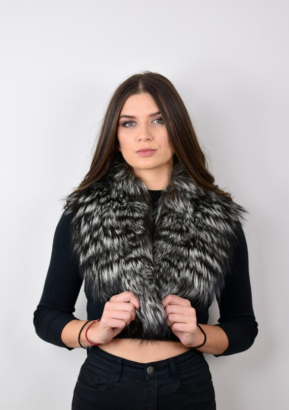 Fur fox collar, real fur stole, fox collar, cozy and fluffy collar