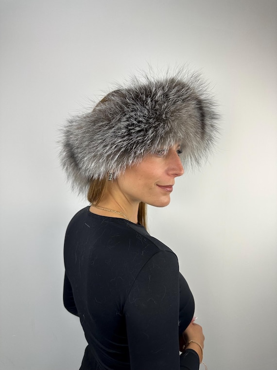 Luxury fur Headband, silver fox Fur headband, warm and fluffy fur headband