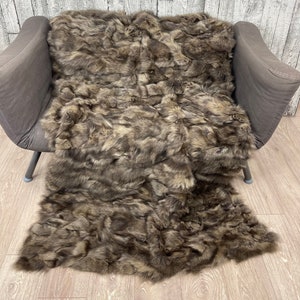 Luxury Fox Fur Blanket Throw: Handmade Genuine Fur, 82x45 Inches