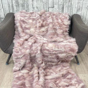 Luxury fox fur blanket throw, cozy and fluffy genuine fur blanket