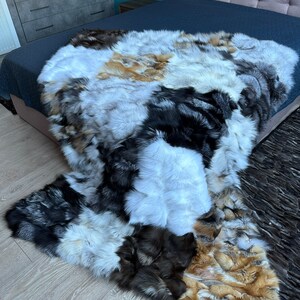 Luxury Fox Fur Blanket Throw: Handmade Cozy Genuine Fur