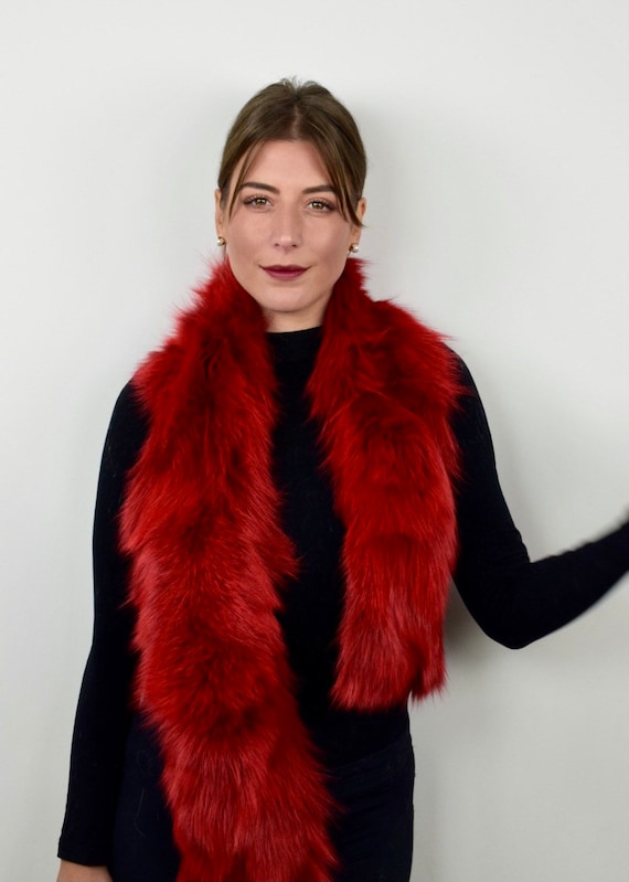 Red Fur fox scarf, fur scarf, fur accessories, fur collar, cozy and fluffy collar