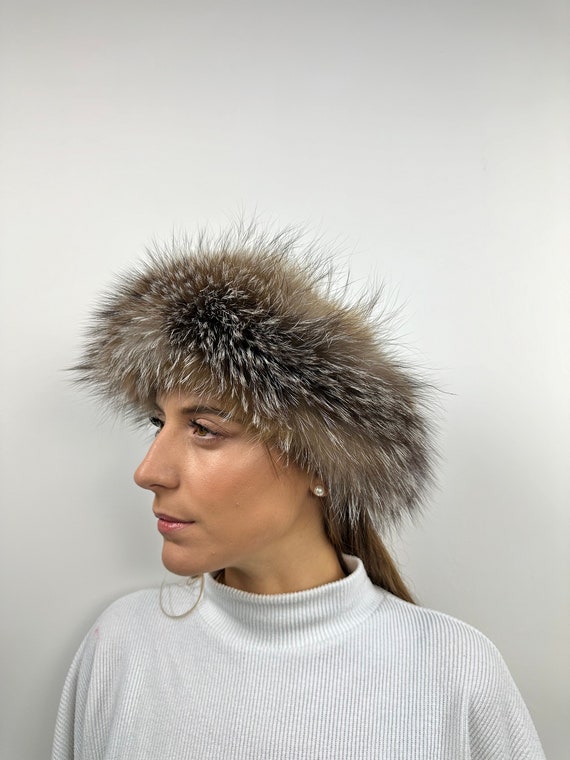 Fox fur Headband, crystal Real fox Fur headband, fox fur accessory, warm and fluffy fur headband