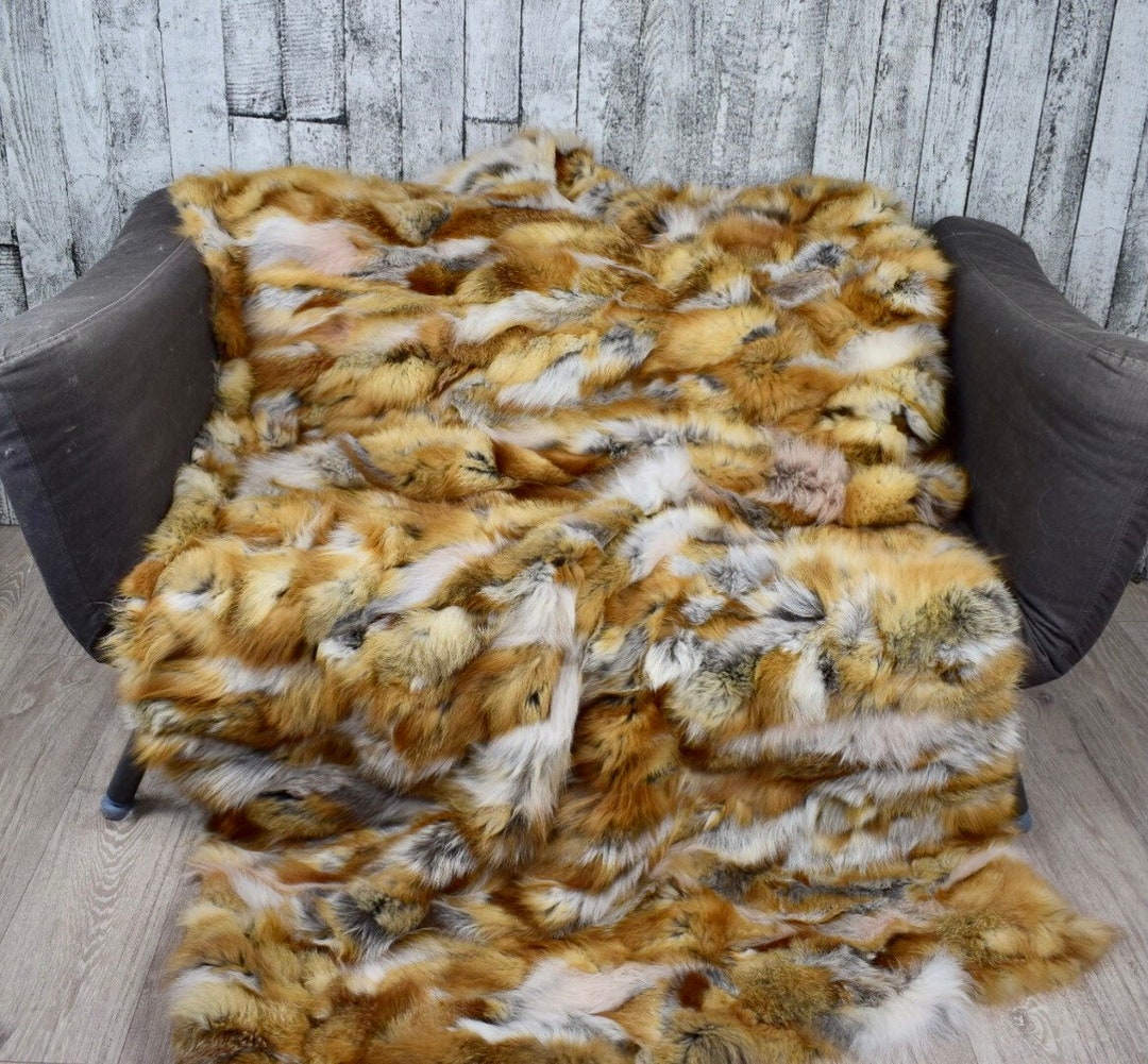 Luxury Red Fox Fur Blanket Throw Etsy