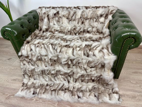 Real fur blanket, Real fur blue fox blanket throw, elegant fur bedspread, luxury fur fox blanket