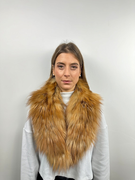 Fur fox collar, real fur stole, gold fox collar, cozy and fluffy collar
