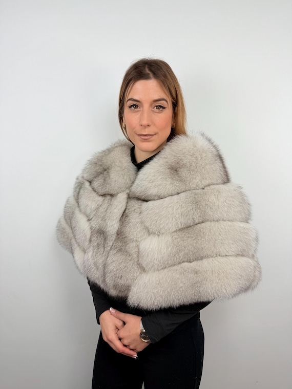 Light Beige Fox Fur Stole, Fur Wrap, Real Fox Fur Etole, Fur Stole, Luxury Fur Shawl, fur capelet shawl