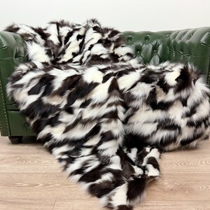 Luxury White Fox Fur Blanket: Handmade Throw, Genuine Fur Home Decor