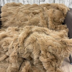 Luxury fox fur blanket throw, cozy and fluffy genuine fur blanket