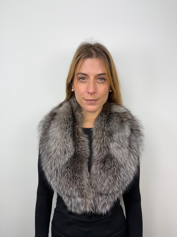 Luxury Fur Fox Collar, real fur stole, fox collar, frost fox, fluffy fur collar