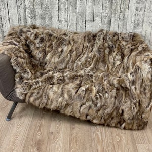 Luxury Fox Fur Blanket Throw: Handmade Genuine Fur, 82x45 Inches