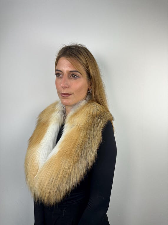 Gold Fur fox collar, real fur stole, gold fox collar,  fluffy collar