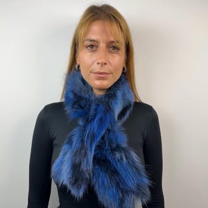 Fur scarf, blue fox fur scarf, fur collar, cozy and fluffy fur scarf