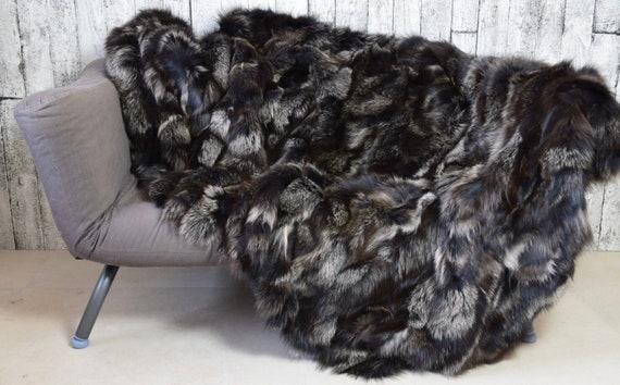 Luxury Fur Blanket Throw, Real Fur Fox Blanket, Fluffy Fur Throw