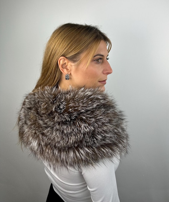 Crystal Fur fox collar, real fur stole, fox collar, fluffy collar