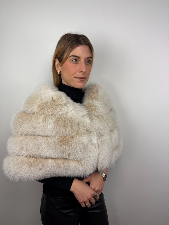 Elegant Snow Top Fox Fur Shawl, Fur Wrap, Fur Stole, White Fur Shawl, Luxury Fur Wrap, Bridal Fur, Fur Capelet