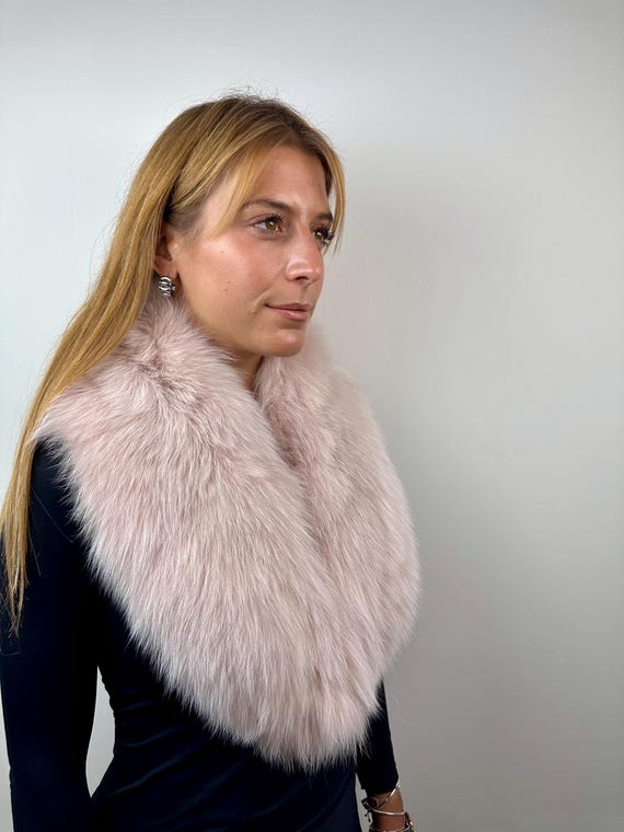 Pink Fur Fox Collar, Real Fur Stole, Real Fur Collar, Pink fox collar