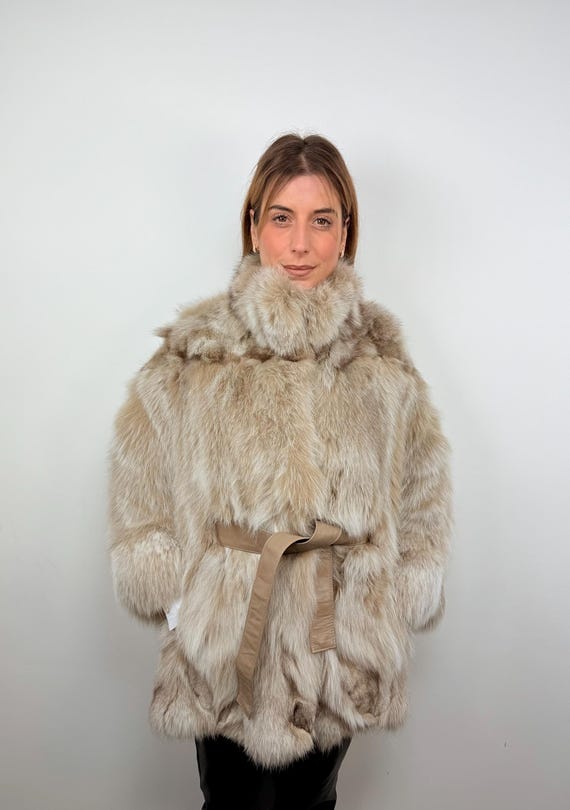 Luxury Snow Top Fox Fur Cape: Real Fur Jacket With Belt - Etsy