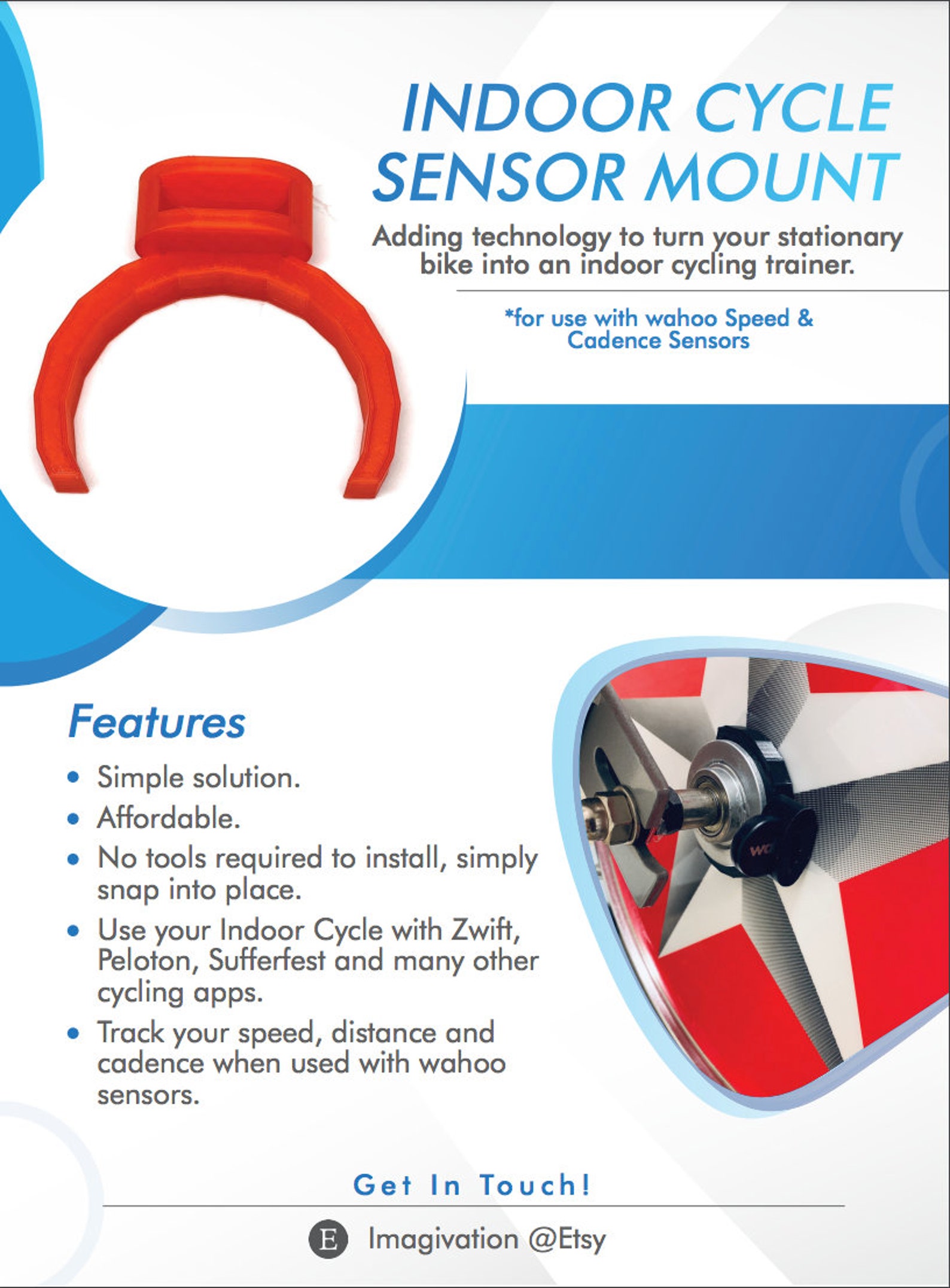 Wahoo Speed Sensor Indoor Cycle Mount for Use With Zwift Etsy