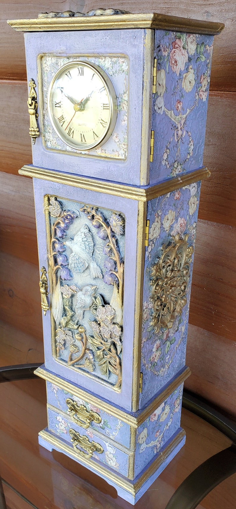 Refinished birdhouse Jewelry Box With Clock Etsy