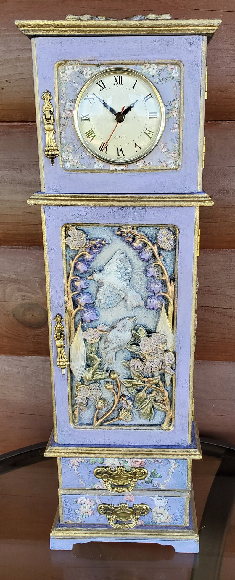 Refinished birdhouse Jewelry Box With Clock Etsy