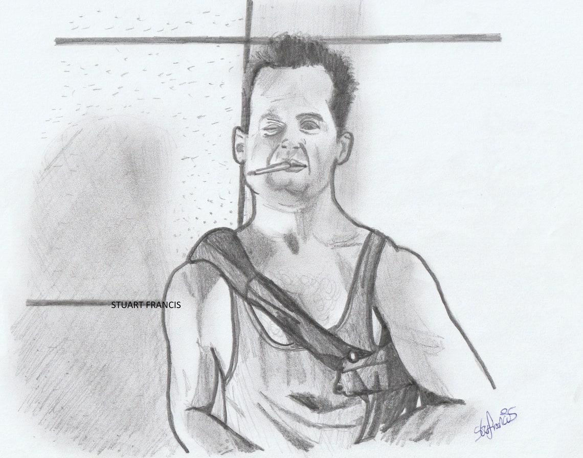 Die Hard Bruce Willis Original Fan Art Drawing | Etsy